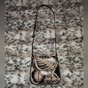 Patricia Nash Small Black & Tan Leather Crossbody NWT
